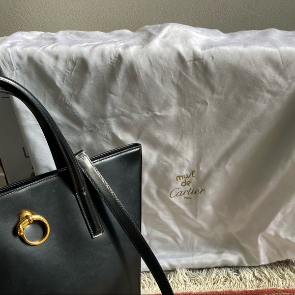 CARTIER VINTAGE BLACK STRUCTURED BAG * HOST PICK - Picture 4 of 16